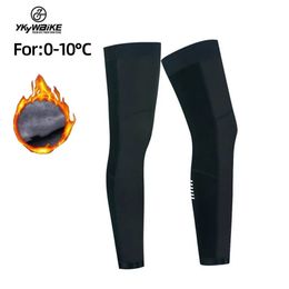 Ykywbike Winter Cycling Leg Warmers Pro Team Thermal Fleece Windproof Soft Shell Knee Sleeve Breathable Bike Protect Cover 240320