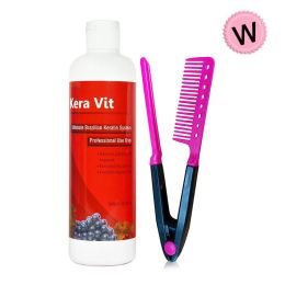 Treatments Week Formaldehyde 1.6% Keravit Brazilian Professional Keratin Treatment Straighten and Care Damaged Hair With A Red Comb