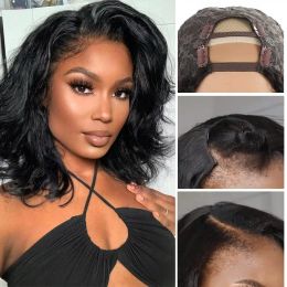 Wigs U Part Wig Short Wavy Synthetic Bob Brazilian Body Wave Upart Half Wigs For Black Women Black Easy To Wear Hair 816inch