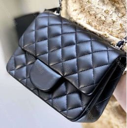 10A Top Tier 17cm Mini Square Flap Bag Mirror Quality Women Real Leather Caviar Lambskin Quilted Classic Purse Luxury Designer Black Shoulder Motion design 1180ess