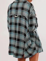 Women's Pants Women Y2k Pyjamas Set Plaid Button Down Collar Long Sleeve Shirts Tops Wide Leg Loose 2 Pieces Lounge