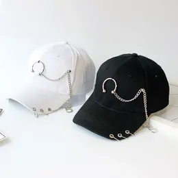 Ball Caps Korean Simple Hip Hop Cotton Outdoor Chain Sports Girls Baseball Cap With Ring Visors Snapback Hats