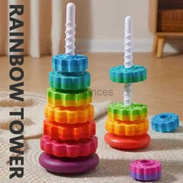 Sorting Nesting Stacking toys Childrens Toys Rotating Rainbow Gear Montessori Education Sensor Motor Skills Tower Gifts 24323