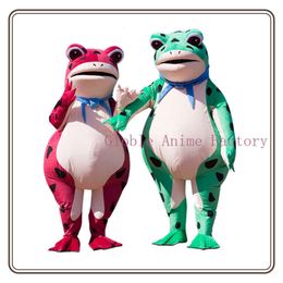 Mascot Costumes New Mascot Frog Cartoon Costume Iatable Adult Walking Performance Road Doll Clothes Advertising Carnival