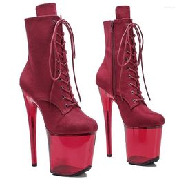 Dance Shoes 20CM/8inches Suede Upper Modern Sexy Nightclub Pole High Heel Platform Women's Boots 234