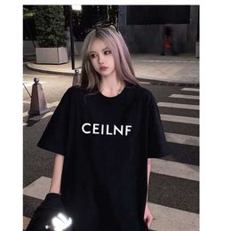 24の新しいトレンディなブランドTシャツ、有名人、同じスタイルのCEクラシックレター印刷男性と女性のカップル、学生、純粋な綿半袖のための略