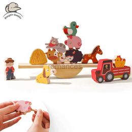 Sorting Nesting Stacking toys Montessori Sensor Toys for Babies Farm Animals Thread Stacked Wooden Replica Blocks 24323