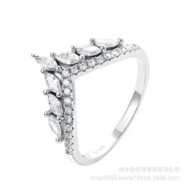 S925 Sterling Silver Crown V-Ring Horse Eye Ring V-Ring Set Ring Diamond Ring Protector Womens Ring