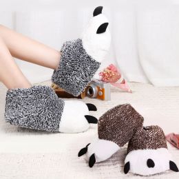 Slippers 2022 Winter Warm Soft Indoor Floor Slippers Women Men Children Shoes Paw Funny Animal Christmas Monster Dinosaur Claw Plush Home