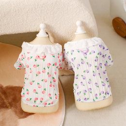 Dog Apparel Flower Pattern Pet Clothing Spring Summer Shirt Cute T-shirt Vest Clothes For Small Medium Dogs Coustume