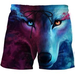Shorts masculinos verão moda masculina animal lobo shorts 3d impresso shorts masculino praia shorts masculino casual calças esportivas 24323
