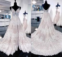 NEW Stunning Lace Mermaid Wedding Dresses New Sexy Spaghtti Straps A Line Bridal Gowns Open Back Robes de mariage Plus Size Custom Made BC15295