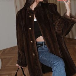 Environmentally Friendly Mink Fur Womens Medium Length Thick and Warm Winter New Imitation Coat