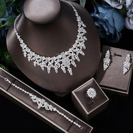 Necklace Earrings Set UAE Fashion Crafts High Quality Zirconia Elegant Bridal Wedding Jewelry Women Engagement Party Prom Accessories