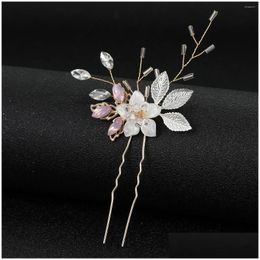 Hair Clips Barrettes Exquisite Crystal Hairpins U-Shape Jewellery Chinese Style Women Decoration Rhinestone Bridal Accessories Drop Deli Otoch