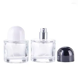 Storage Bottles 8pcs Empty Fragrance Vials White Cap Black Lid Silver Screw Pump 50ML Clear Glass Perfume Refill