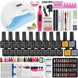 Kits Nail kit UV LED Lamp Dryer With 18/12 pcs Nail Gel Polish Kit Soak Off Manicure Tool Set Gel Nail Polish Kit Electlic nail drill