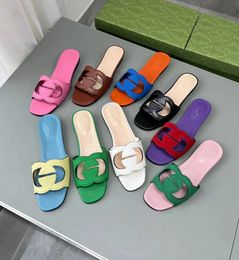 Sandals Summer Women Designer Flat Slipper Italy Genuine Leather Sandals Beach Female Boho Open Toe Slide Double G Slippers s