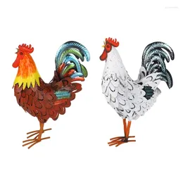 Garden Decorations Rooster Decors Statue Metal Chicken Yard Art Sculpture Outdoor Figurines