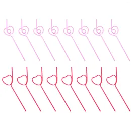 Disposable Cups Straws 40pcs Lovely Heart Drinking Adorable Party Drink Supplies