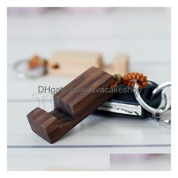 Party Favour Wood Keychain Phone Holder Rec Wooden Key Ring Cell Stand Base Best Gift Chain 2 Styles Favort2C5133 Drop Delivery Home Ga Dhgrx