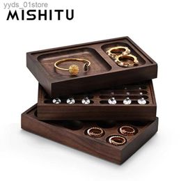 Jewelry Boxes MISHITU High Quality Wooden Jewelry Storage Tray Ring Bangle Beading Diamond Display Tray Jewelry Organizer Display Box L240323
