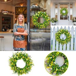 Decorative Flowers Spring Wreath Wildflower Green Leaves And Summer Mother's Day Decoration Cordless Holiday Trim Set