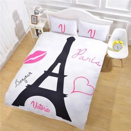 Bedding Sets King Size Set Reactive Printing Iron Tower Love Sexy Red Lips Wedding Double Bedroom