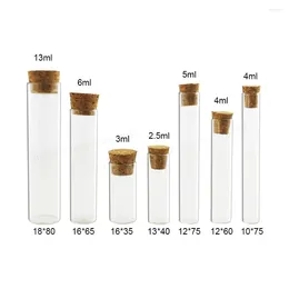 Storage Bottles 500 X 2.5ML 3ML 4ML 5ML 6ML 13ML Clear Glass Test Tube With Cork Stoppers Laboratory School Educational Supplies