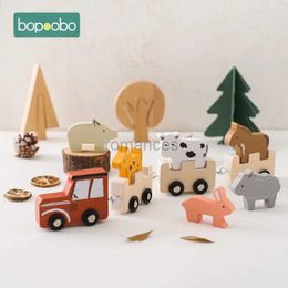 Sorting Nesting Stacking toys 1 set of baby animal train wooden stacking block games Montessori hands-on ability education childrens gifts 24323