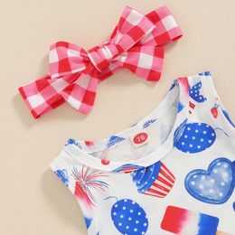 Clothing Sets My First 4th Of July Baby Girl Outfit Born Tank Romper Sleeveless Oversized Shorts Headband Summer Clothes