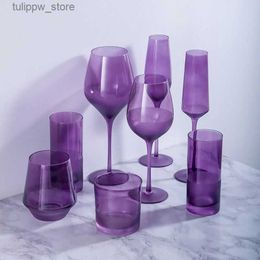 Wine Glasses Lead-Free Crystal Glass Champagne Wine Glasses Set Home Big Belly Goblet Bordeaux Light Luxury Charm Purple Burgundy Whiskey Cup L240323