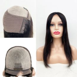 Toppers Remy Human Hair Half Wig Topper 5"X5" Silk Base Closure Wig Full Hair Transparent Lace Jewish Topper with Baby Hair for Women