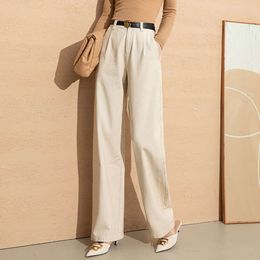 Off White Enge Version Weitbeinjeans für Frauen Frühling 2024 Neue, mit hoher Taille schlanker locker gerade Beindrapierhosen