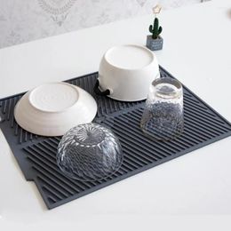 Table Mats Draining Mat Flexible Silicone Dish Drying Set Reusable Non-slip Sink Pad Board For Home Kitchen Heat Resistant