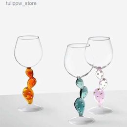 Wine Glasses Glass Cup and Cactus Cup Imported from Italy Ichengorf Creative Cactus Handmade Red Wine Glass Gao Home Wine L240323