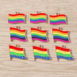 Charms 10pcs Cute Colourful Enamel Flag Pendants For Jewellery Making Necklaces Earrings DIY Handmade Bracelet Crafts Accessories