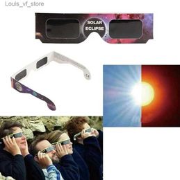 Уличные очки, солнцезащитные очки, 30 шт., бумажные случайные цвета, солнцезащитные очки для полного наблюдения, 3D, наружные очки для солнечного затмения с защитой от ультрафиолета, в оправе на продажу H240323