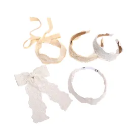 Hair Accessories Fashion Cotton Embrodiery Eyelet Elegant Dressy Headband Bow Clip For Girl