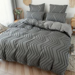 Pillow Simple Wave Stripes Grey Bedding Sets Full Queen Double Bed King Size Duvet Cover 23 Pcs Set Twin Comforter Cover Pillow Cases
