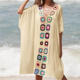 Women Beach Dress Tunic Cover Up White Outfits Beachwear Pool Swimwear Bohemian Crochet Ups For 2024