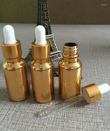 Storage Bottles 50pieces/lot 20ml High Temperature Gold Plated Dropper Bottle Container Glass Essentical Oil Wholesale