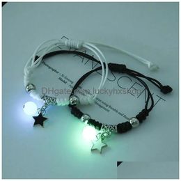 Chain Luminous Cat Star Moon Bracelet Couple Charm Handmade Adjustable Rope Matching Friend Infinite Love Jewelry Gifts 230508 Drop De Dh6Hu