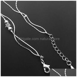Anklets Chic 925 Sterling Sier Short Double Layer Chain Anklet For Women S925 Ankle Bracelet Adjustable Length Foot Jewellery Drop Deliv Dhc2B