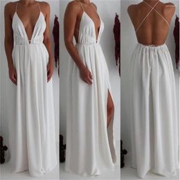 Casual Dresses White Dress Wedding Woman Sexy Strapless Deep V-neck Lace Embroidered Floor-length Long Bridesmaid Women Vestido Summer