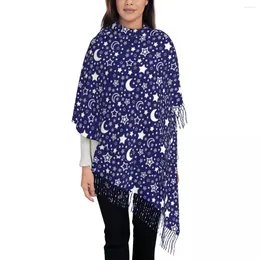 Scarves Outdoor Scarf Autumn Moon And Stars Shawl Wraps Celestial Print Custom DIY Bandana Unisex Fashion Head