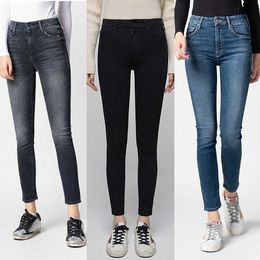Style Bloggers Same Mother High Waist Nine Point Elastic Leggings with Hip Lifting and Thin Korean Jeans