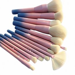 gradient Colour Pro 14pcs Makeup Brushes Set Cosmetic Powder Foundati Eyeshadow Eyeliner Brush Kits Make Up Brush Tool V1aM#