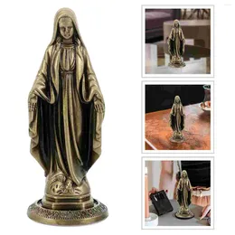 Decorative Figurines Virgin Mary Statue Catholic Zinc Alloy Sculpture Blessed Mother Ornament Collectible