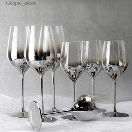 Wine Glasses High quality electroplated red wine glasses Grey coasters crystal champagne glasses hotels parties drinks wedding gifts L240323